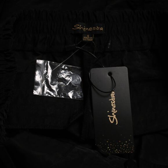 Buckle Shinestar Crinkle Pleated Tapered Pants High Rise Black Textured Size S - Picture 8 of 10